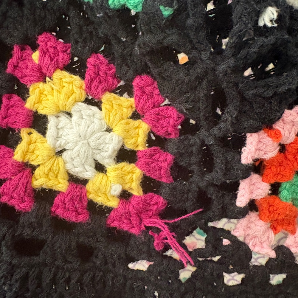 Granny Square Open Cardigan Crochet Sweater - Floral Sz. SM – Wild Fable 🖤✨ - Picture 11 of 13